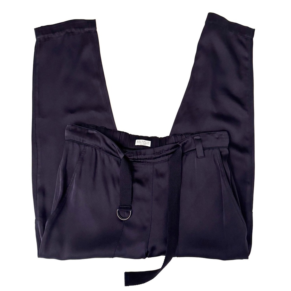 Beautiful Brunello Cuchinelli Satin Cropped Cargo Pants Size 4 US